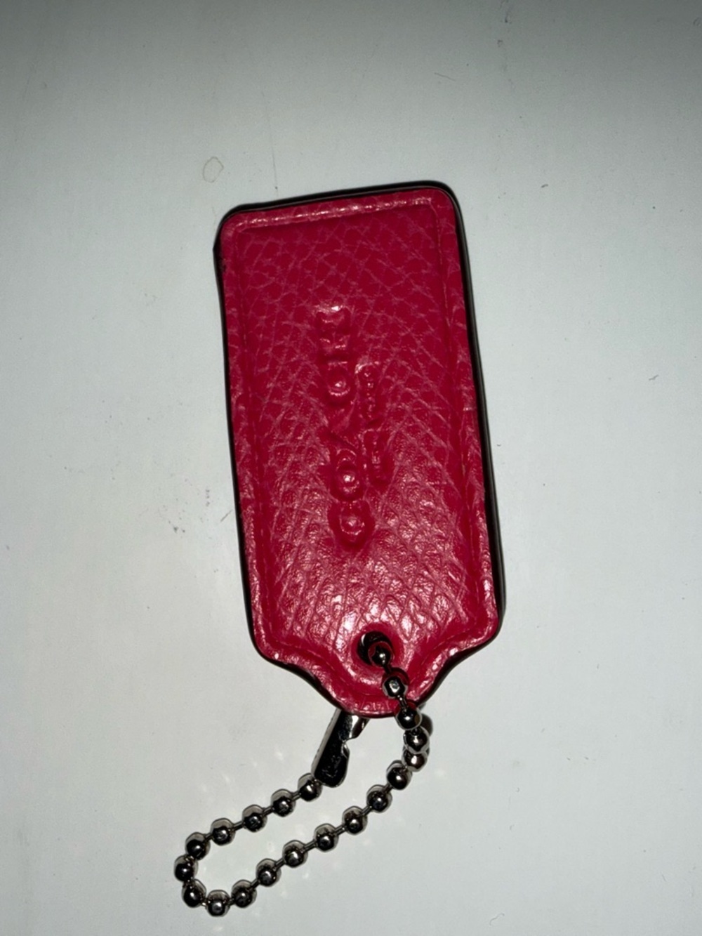 Coach pink Leather Key Tag